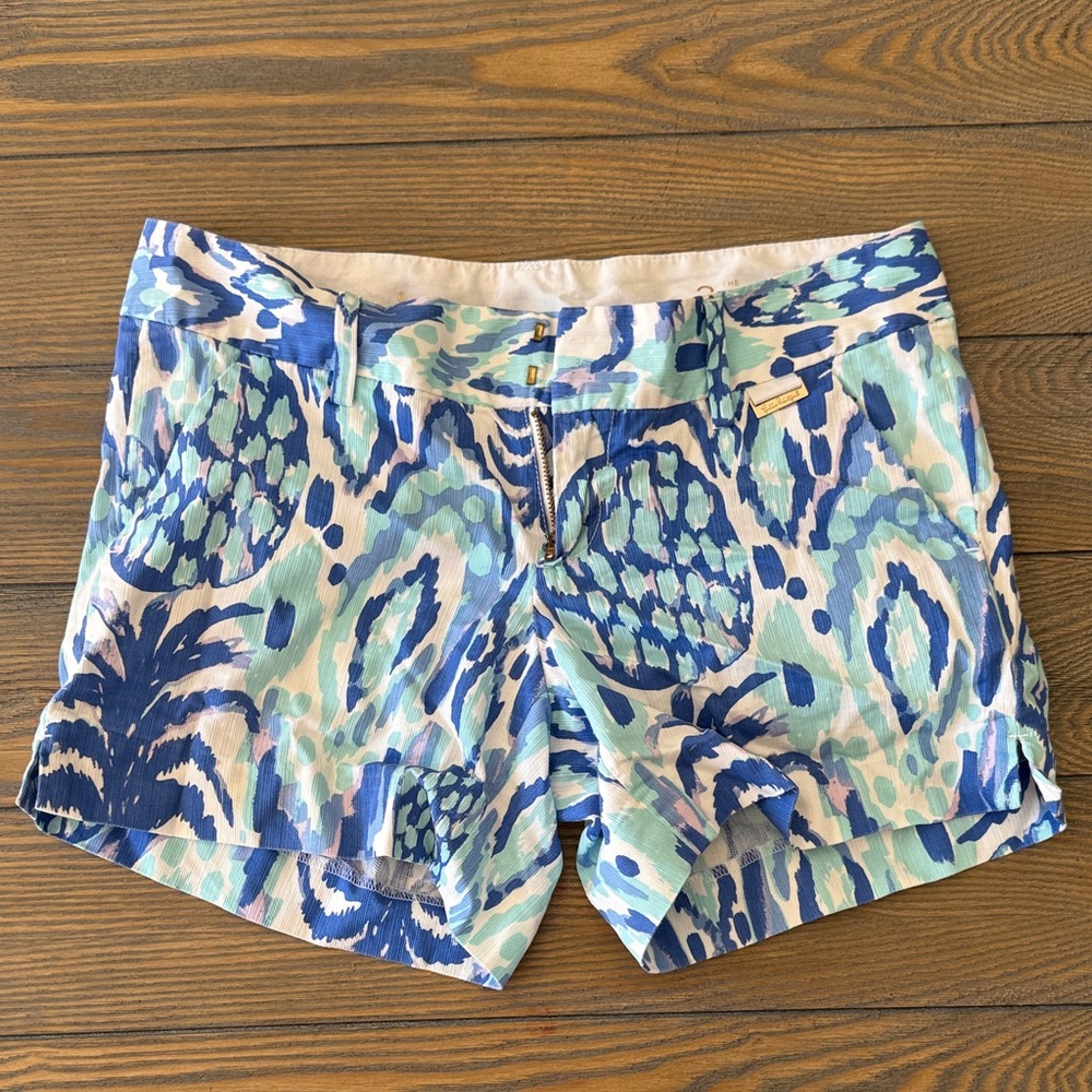 Lilly Pulitzer Blue and Green Patterned Women Shorts